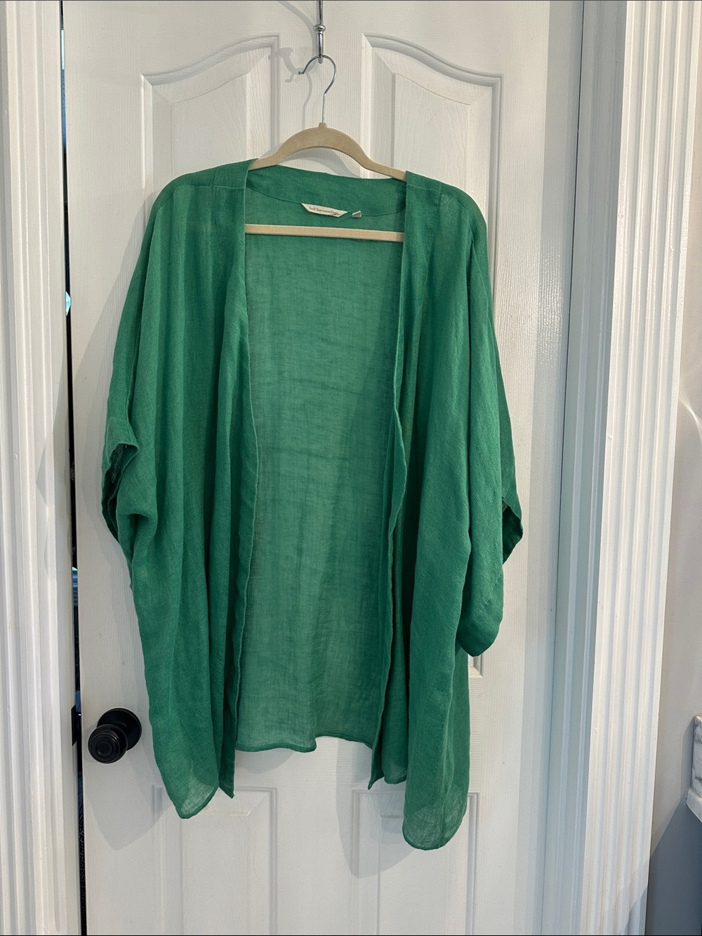 Soft Surroundings Emerald Green Open-Front Kimono Wrap